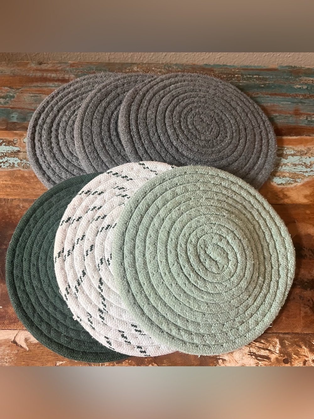 Round Trivets / Potholders - Sage, Gray, Forest, White